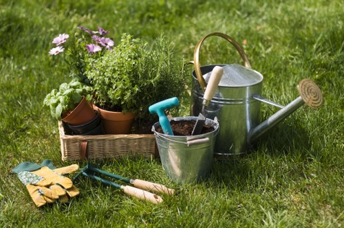 A gardener maintaining a tidy and hazard-free work area