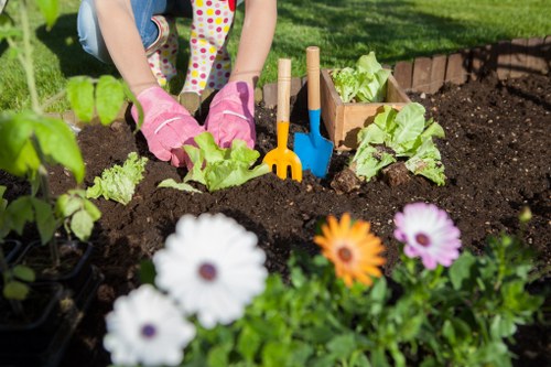 Hard landscaping elements in a Seven Sisters outdoor space